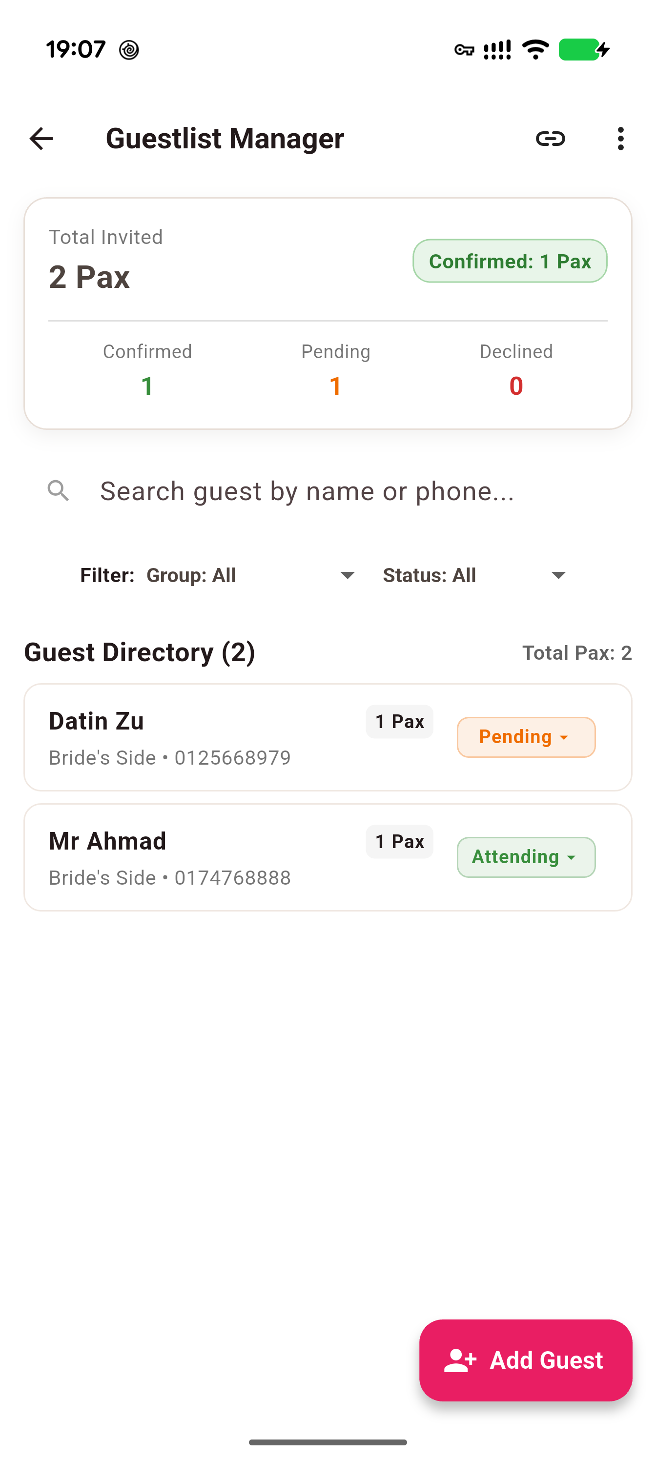 MajlisHub Guestlist Tracking